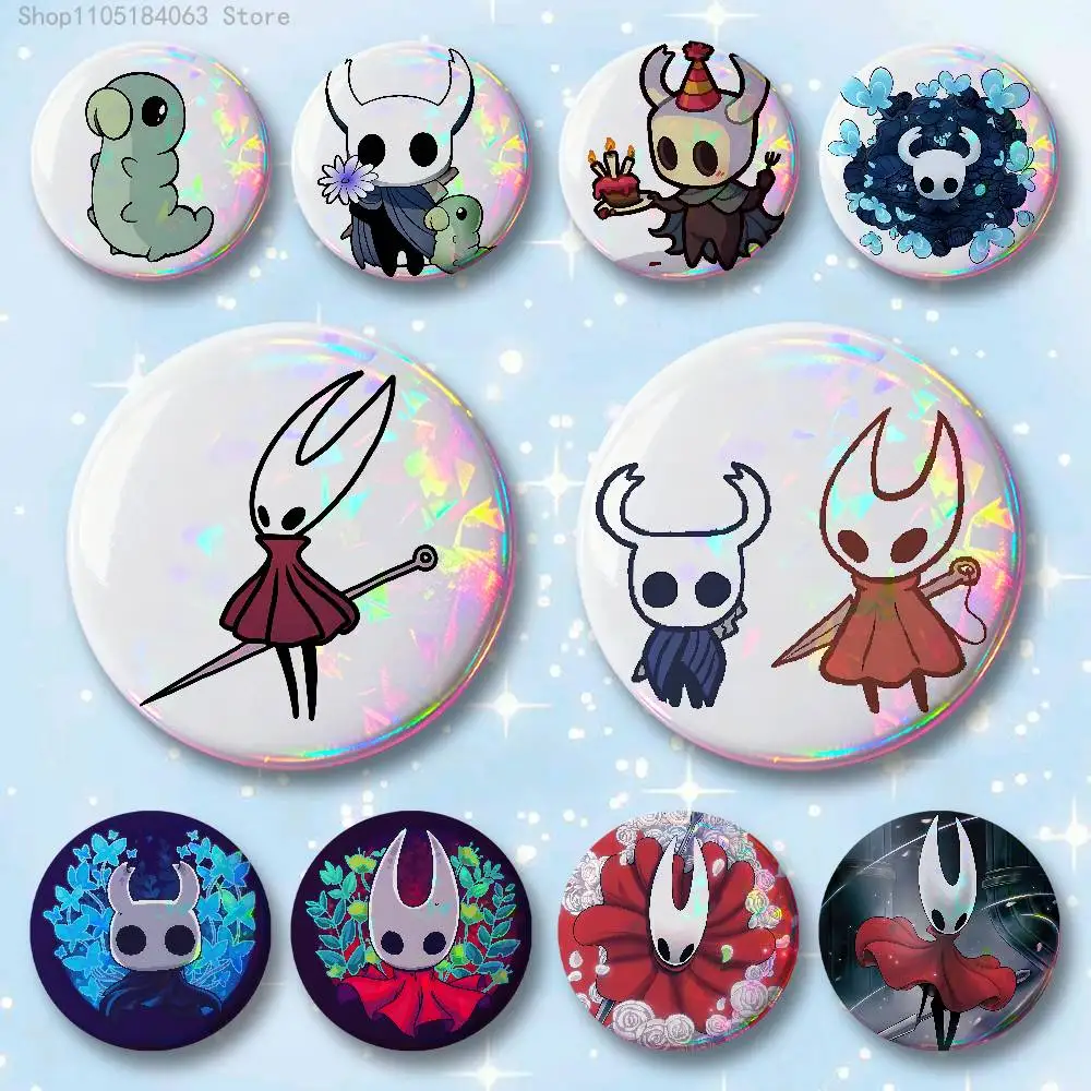 

H-Hollow K-Knight Cute Icon Badges 25 32 44 58 75 mm Round Cosplay Pin Bag Decor Fans Collect Friends Gifts Brooch Souvenir