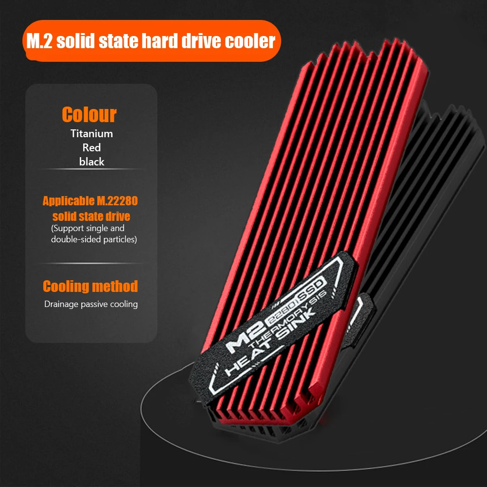 M.2 SSD Heatsink 2280 SSD Cooler Heat Sink Aluminum Alloy PC Efficient Radiator with Thermal Silicone Pad for M.2 2280 PCI-E SSD