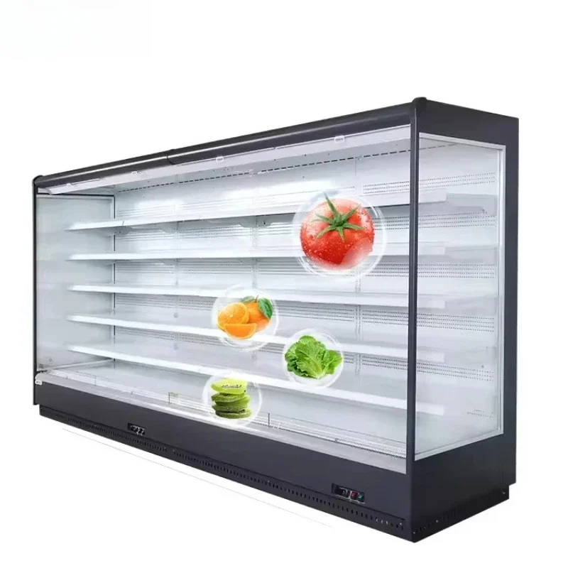 

Commercial open vertical display refrigerator multi-layer open vegetable beverage chiller milk supermarket refrigeration