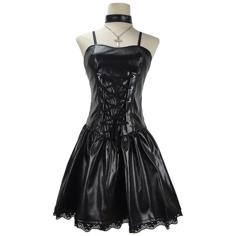 ชุดเดรสเซ็กซี่ทำจากหนังเลียนแบบมิสะอะเมเน่ชุดคอสเพลย์ผู้หญิงเดรสเครื่องแบบชุดยูนิฟอร์มแนว Misa Amane