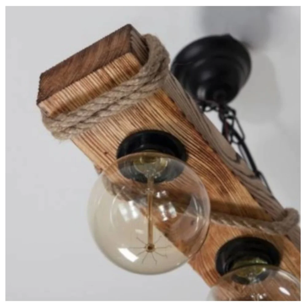 Wooden chandelier rope ceilling lamp elegant decoration first quality handmade authentictic home decoration durable material