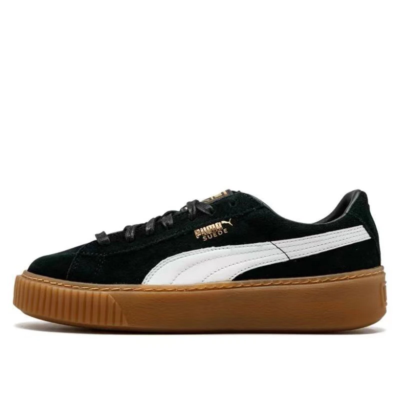 PUMA Basket platform suede leather two-layer cowhide sponge cake low top board shoes for men and women, versatile