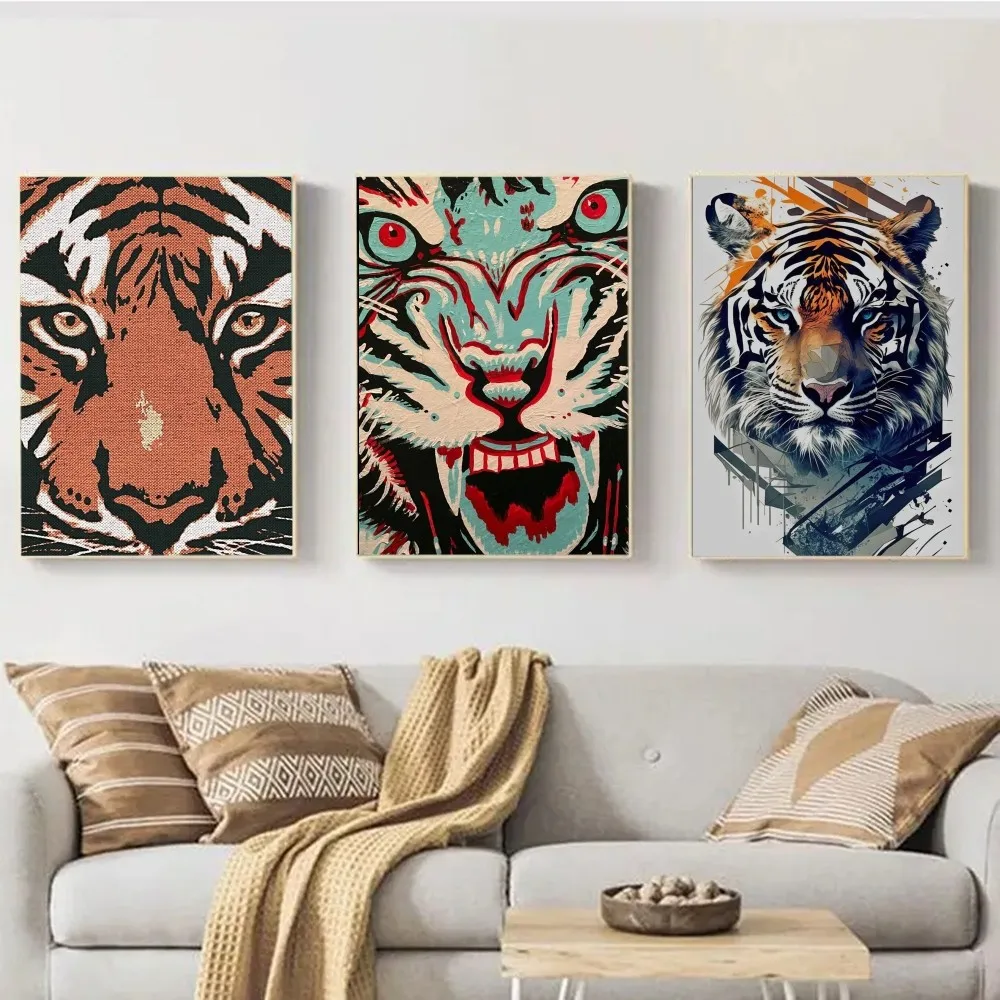 Tiger oil painting Poster Wall Art Print Poster Decorative Mural Modern Home Decor Birthday Gift Unframed Canvas Garage Room