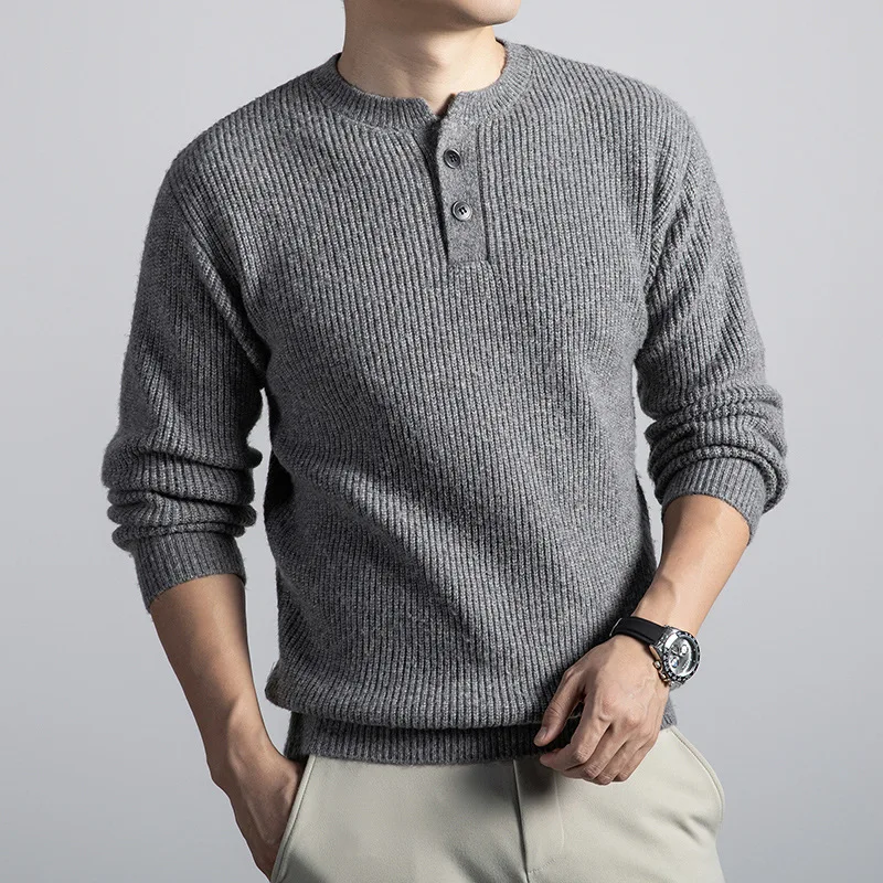 

Шерстяной трансграничный свитер в стиле Old Money для мужчин, осень-зима 2022, новый однотонный теплый мужской свитер с круглым вырезом на основе