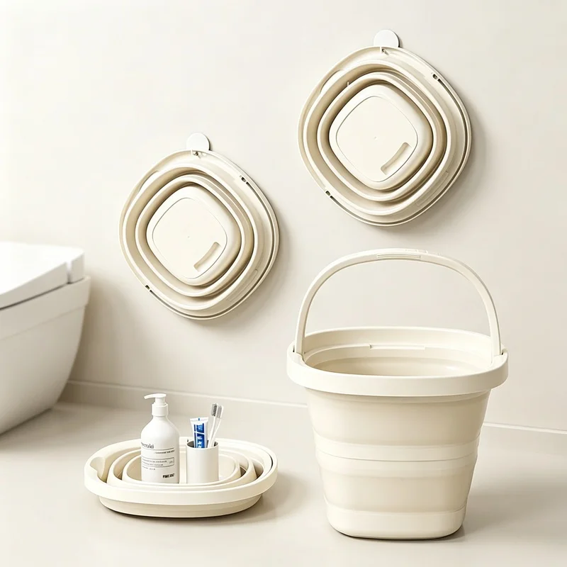 Collapsible Water Bucket with Handle Multi‑Purpose Foldable Container for Fishing Outdoor Activities