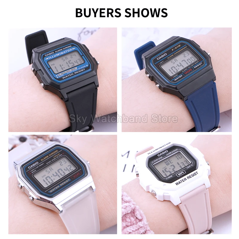 ل كاسيو F-84/91 واط/94/105 A-168 أسود 18 مللي متر الراتنج حزام الساعات واجهة محدبة الفولاذ المقاوم للصدأ مشبك خفيفة الوزن مقاوم للماء #3