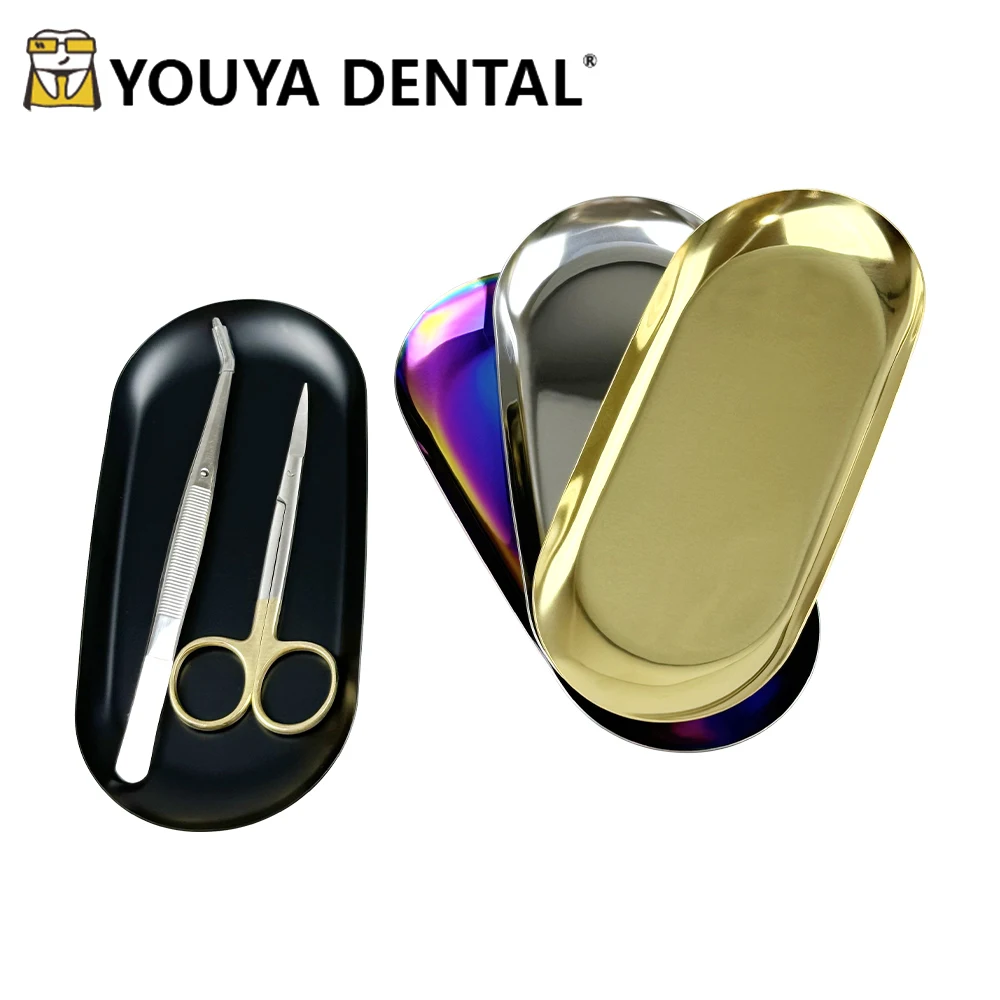 Stainless Steel Dental Instrument Placement Tray Divided for Medical Nail Art Tattoo Device Dish Storage Box Dentistry Tools