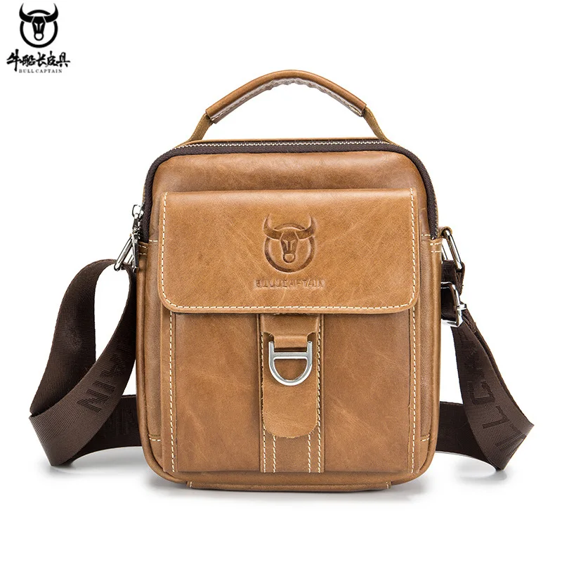 

Men's vertical leather casual fashion single shoulder crossbody head layer cowhide multi-functional large capacity small bag