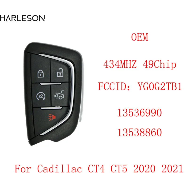 

Original 2020 For Cadillac CT5 CT4 YG0G20TB1 434Mhz 49Chip Smart Keyless Entry Remote With Emergency Key