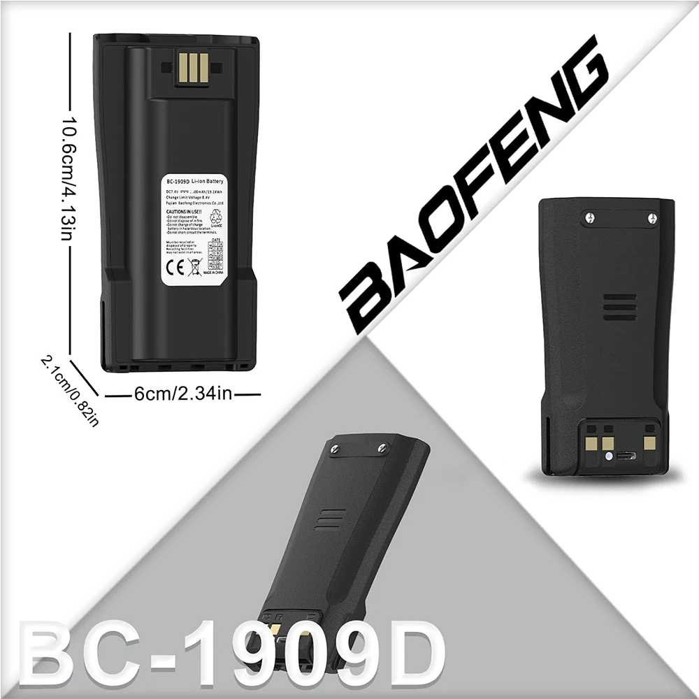 Walkie Talkie Battery BF-1909 Li-ion 3800mAh Extra Batteries for Two Way Radio BF1909 Replacement Power Radio Receiver