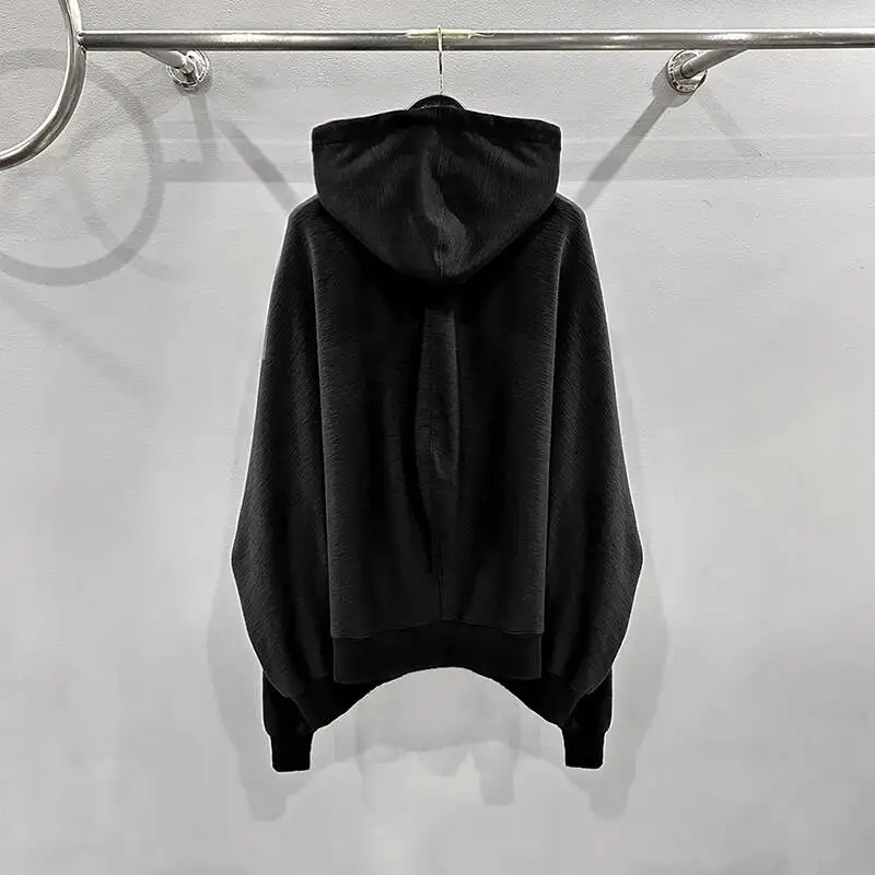 Men's Sweatshirt Darkwear Autumn/Winter Irregular Hoodie Design Hooded Knitwear Solid Color Male Tops Loose 2FBC1