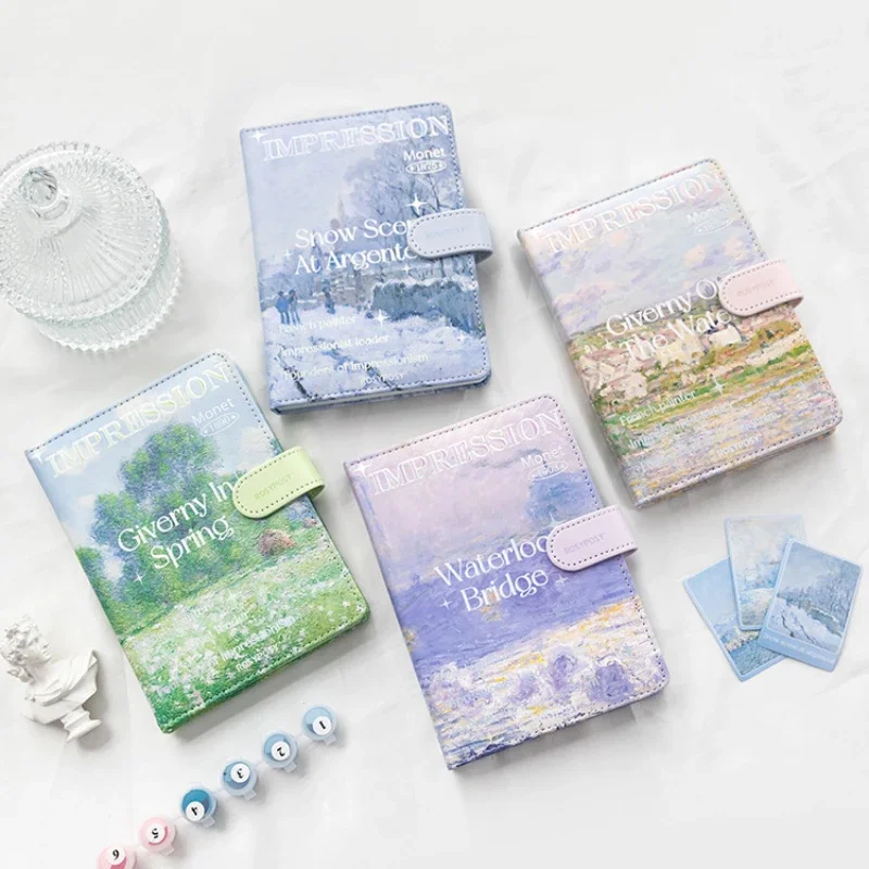 1Pc INS Aesthetic Art Exhibition Hall Oil Painting PU Cover Notebook Cute Girls Diary Daily Planner Journal Colorful Inside Page