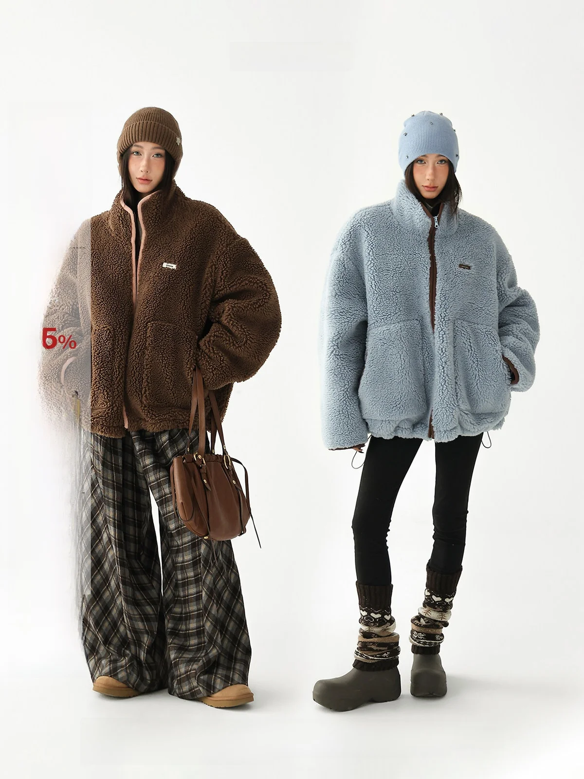 

Женское пальто AceStudios из смесовой шерсти с мехом ягненка, утепленное флисом, свободного кроя, на молнии, с воротником-стойкой