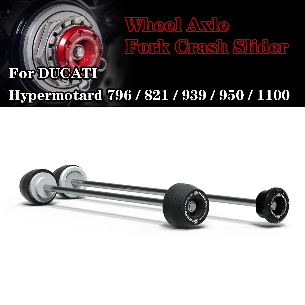 

For Ducati Hypermotard 796 / 821 / 939 / 950 SP / 1100 EVO / 2008-2023 Front Rear Wheel Axle Fork Crash Slider