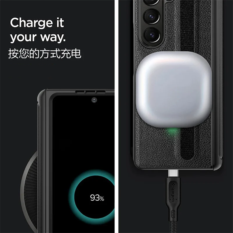 Luxury Plain Leather Foldable Full Package Phone Case For Samsung Z Flod 4 5 3 Pen Slot Case Film Integrated Bracket Protective