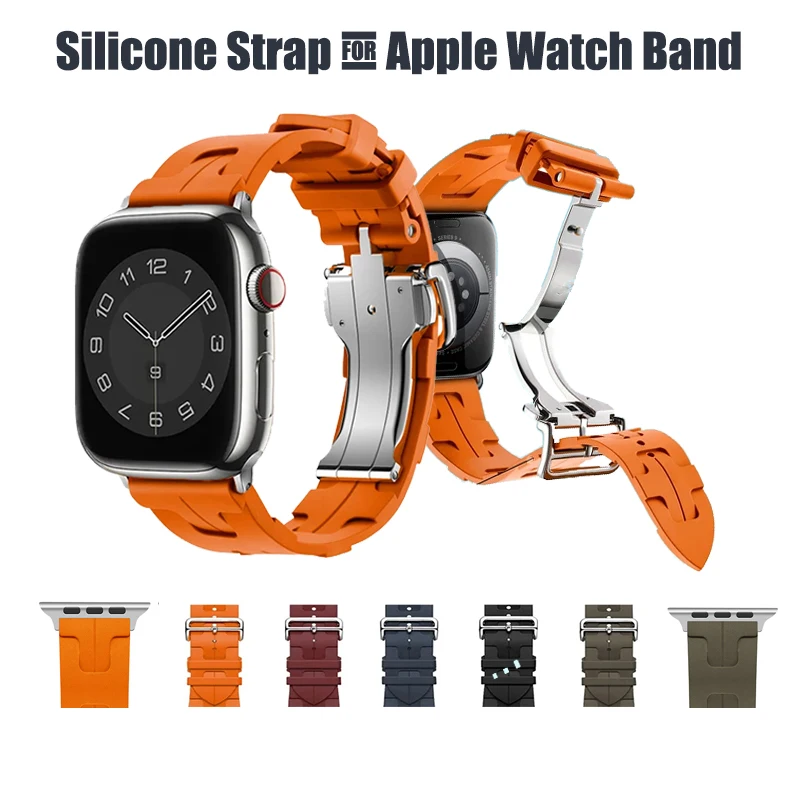 

Kilim Single Tour Silicone Strap For Apple Watch Band 44mm 40mm 49mm 45mm 41mm 38 42 bracelet iwatch series 9 se 3 6 7 8 ultra 2