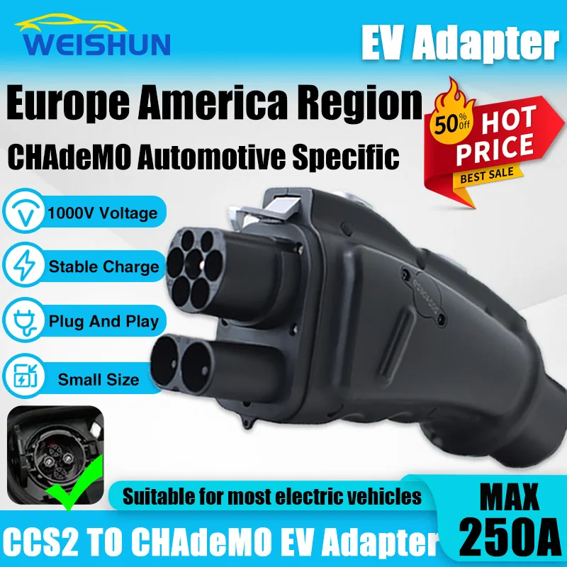 CCS2 TO CHAdeMO EV Adapter 250A 250KW 1000V CCS Combo 2 To Chademo Charging Station Converter Electric Vehicle Charging Adaptor