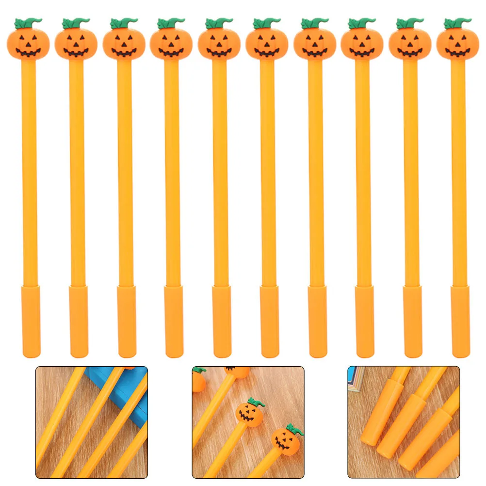 

10 шт., гелевые ручки с рисунком тыквы и черепа на Хэллоуин, ручки с гладкими чернилами для школы, офиса, письма, подпись, забавные подарки, ручка для письма