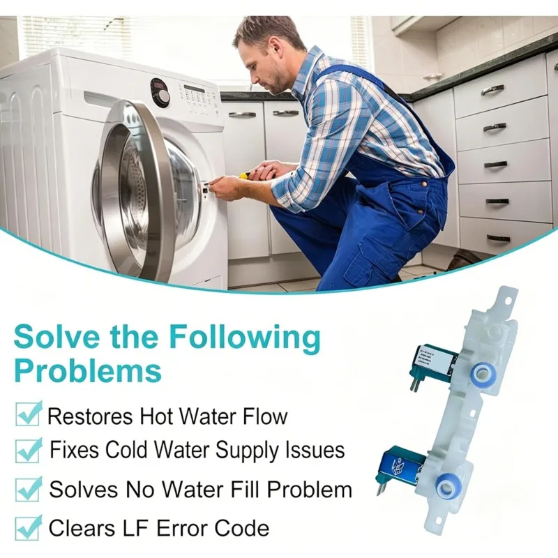 Water Inlet Valve Replacement For Washing Machine DC97-15459Q Repair Part Washer Water Leakage WA51A5505AC-Y48A