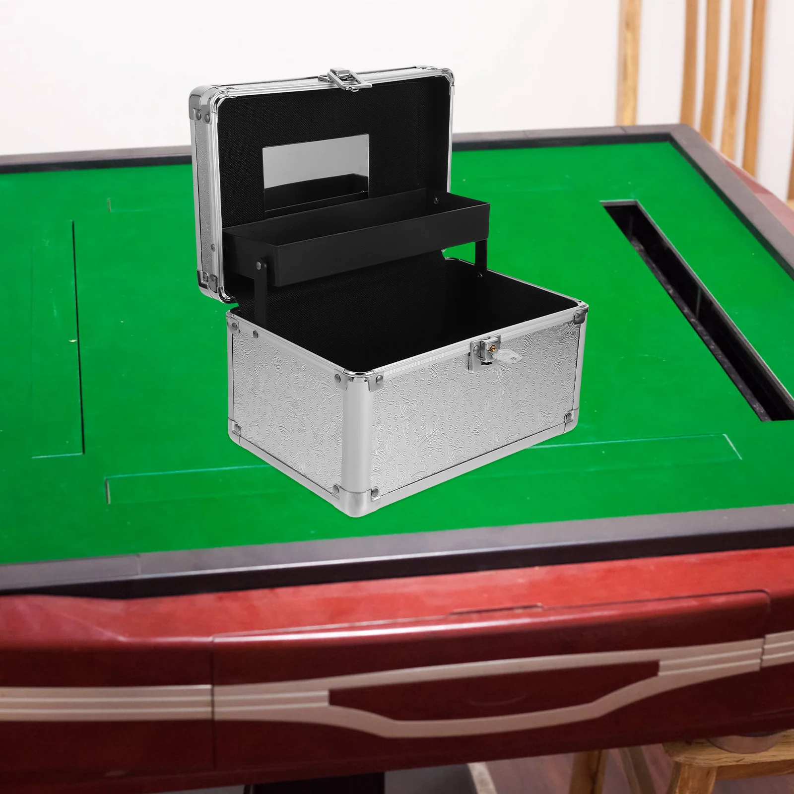 

Large Capacity Mahjong Box Premium Aluminum Alloy Storage Holder Home Use Portable Case for Games Tools Medical Supplies