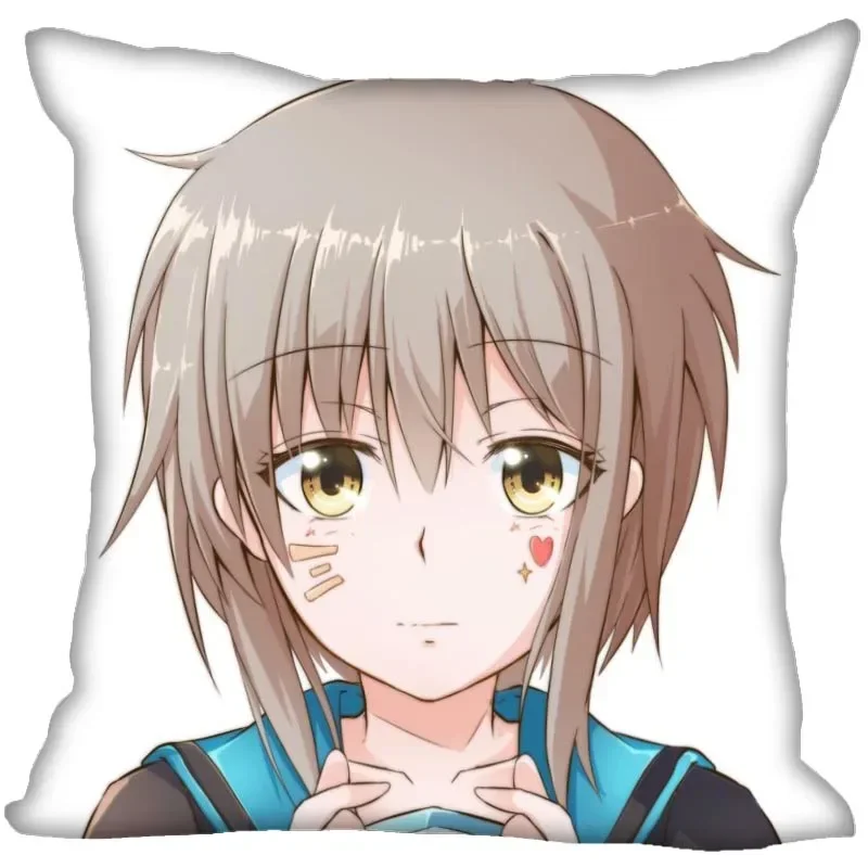 Nagato Yuki Suzumiya Haruhi No Yuuutsu Pillowcase Bedroom Home Decorative Pillow Cover Square Zipper Pillow Cases Satin