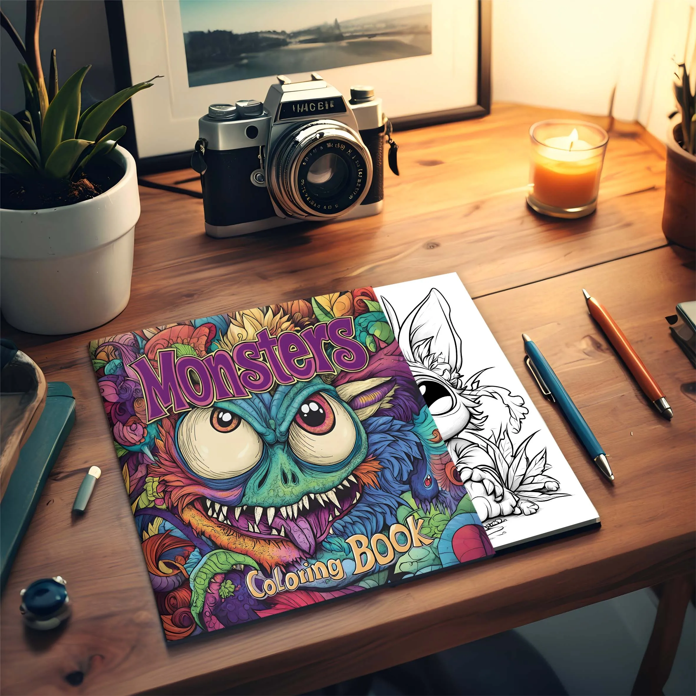 1pc Monster Art Libro da colorare 24 pagine Libro illustrato per adulti Kill Time Graffiti Pittura Disegno Regalo per le vacanze di compleanno ﻿