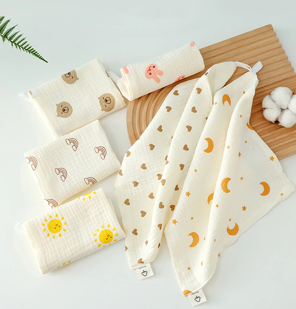 4pcs New Baby Washcloth Newborn Burp Cloth Square Towels Cute Koala Bear Pure Cotton Soft Absorbent Gauze Cotton Baby Towels image 4
