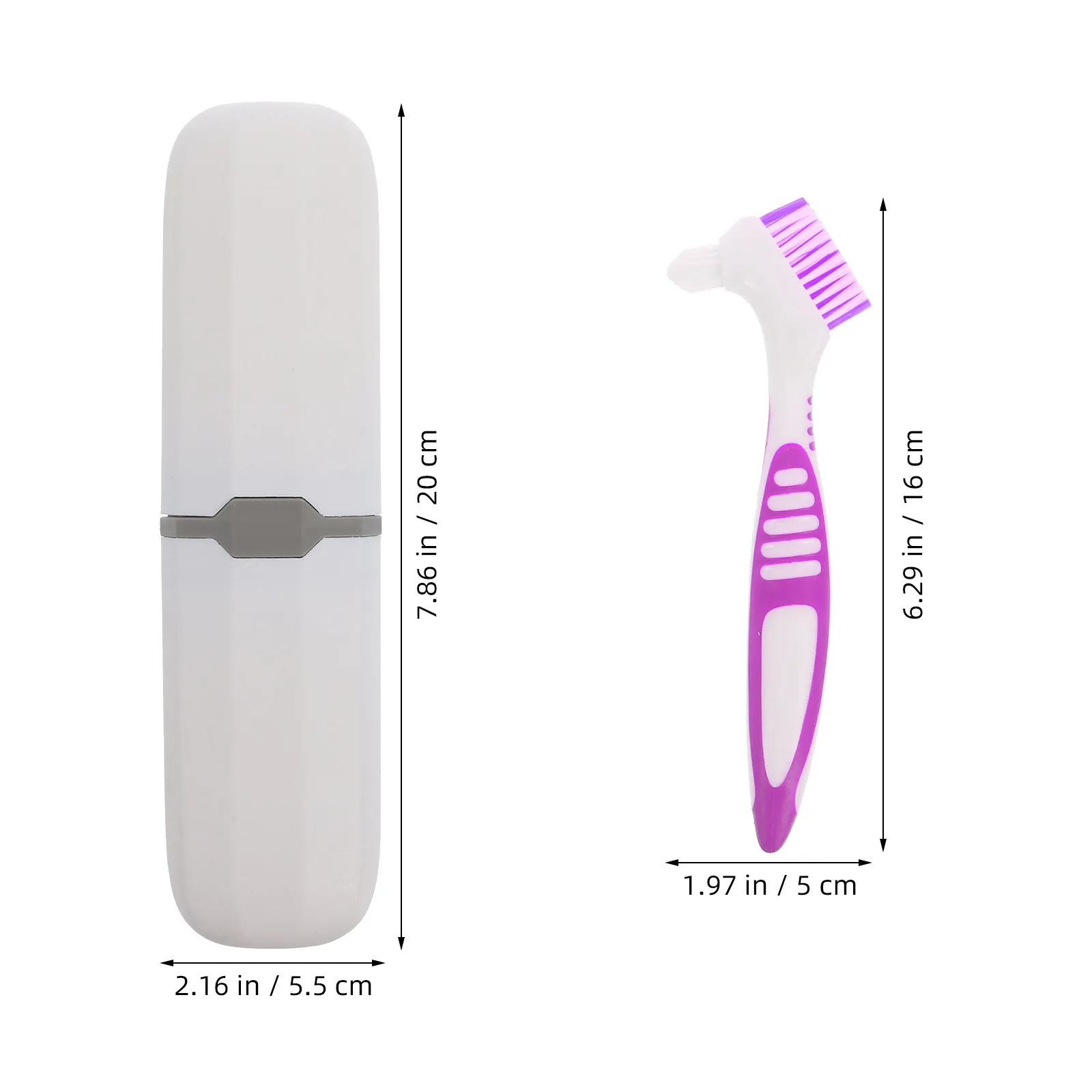 1Set Retainer Cleaning Brushes Denture Brush Holder Case Bristles Toothbrush Travel Container Portable