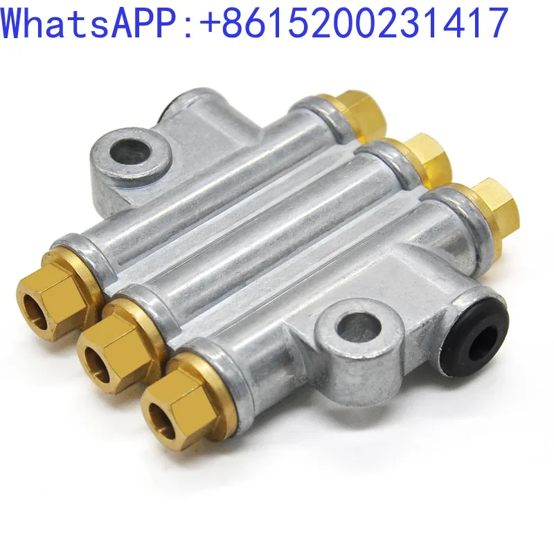 

Volumetric quantitative distributor lubrication pump with pressurized pressure relief oil separator oil discharge