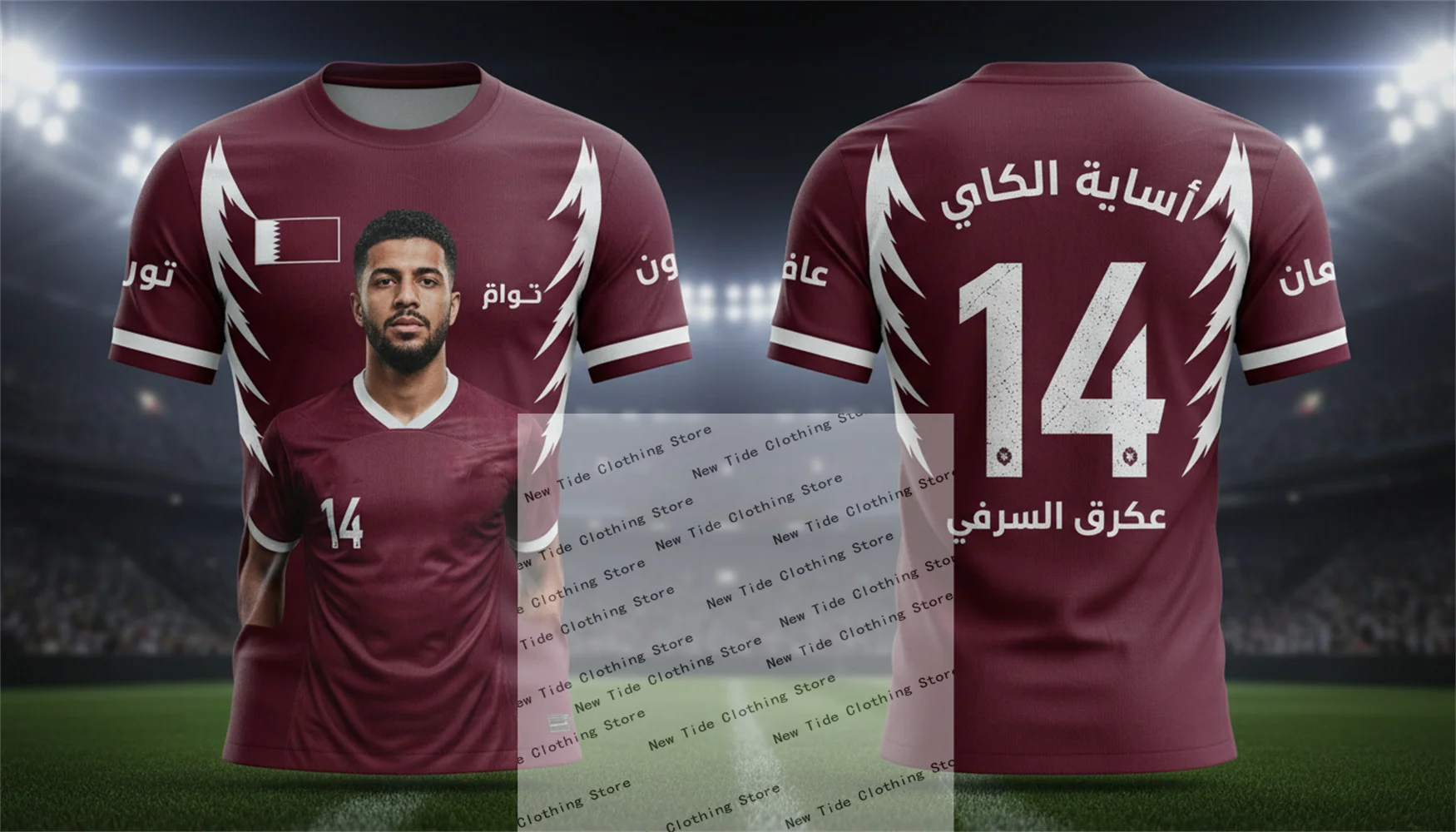 قميص وتي شيرت كرة القدم لكرة القدم لقطر 2026 لمحبي الرجال - مجموعة معدات نمط المعجبين تظهر دعمك والفخر الآن 3 #2