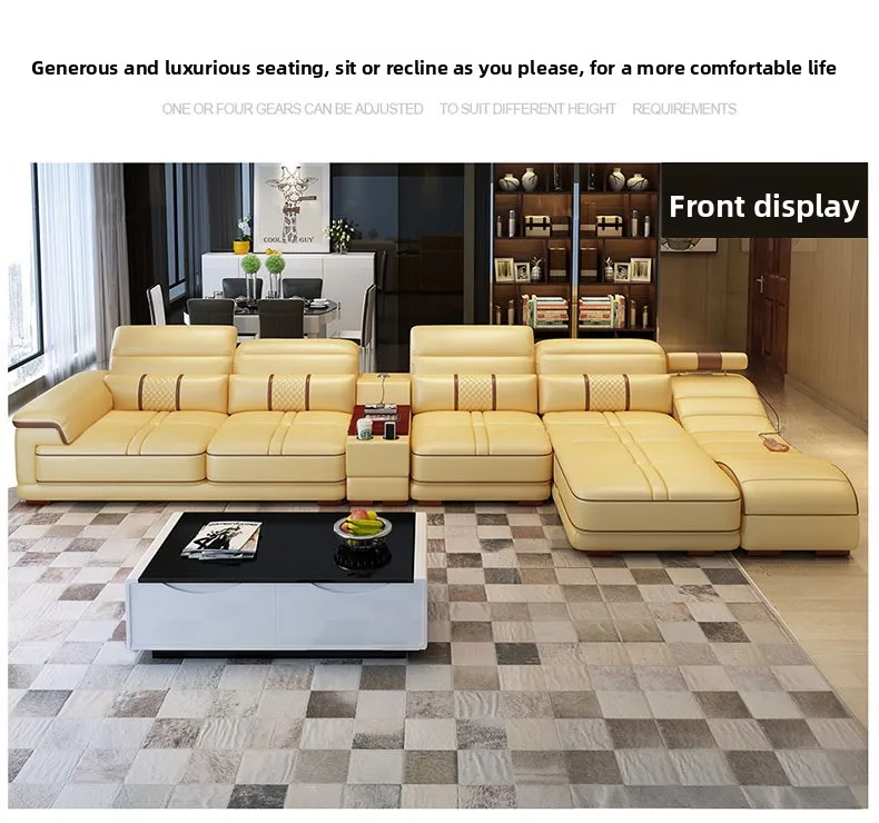 Intelligent massage leather sofa modern simple living room size complete furniture multi-functional leather sofa