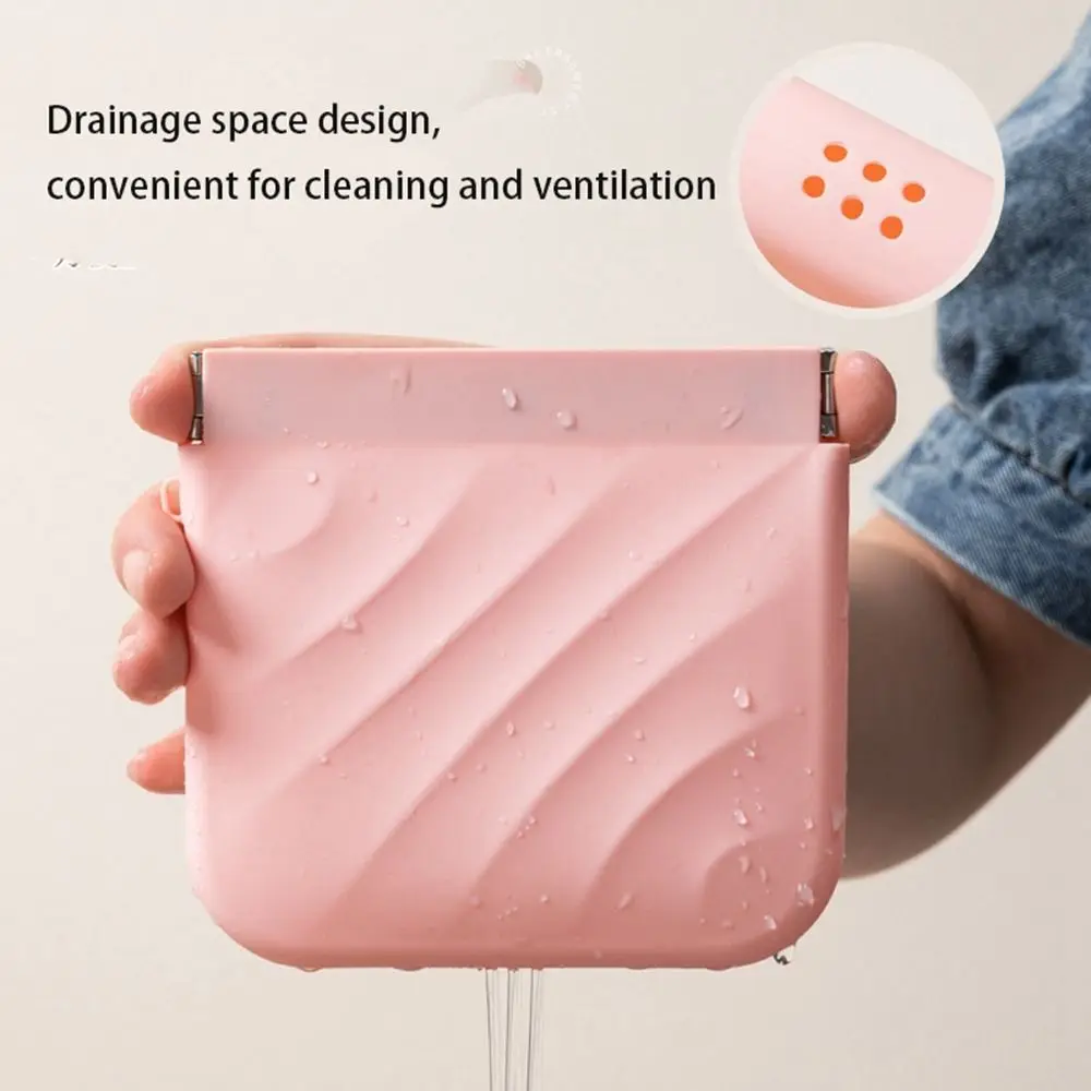 Simple Silicone Mini Cosmetic Bag Storage Bag Makeup Bag Coin Purse Travel Supplies Self-closing Leaf Spring Bag Travel