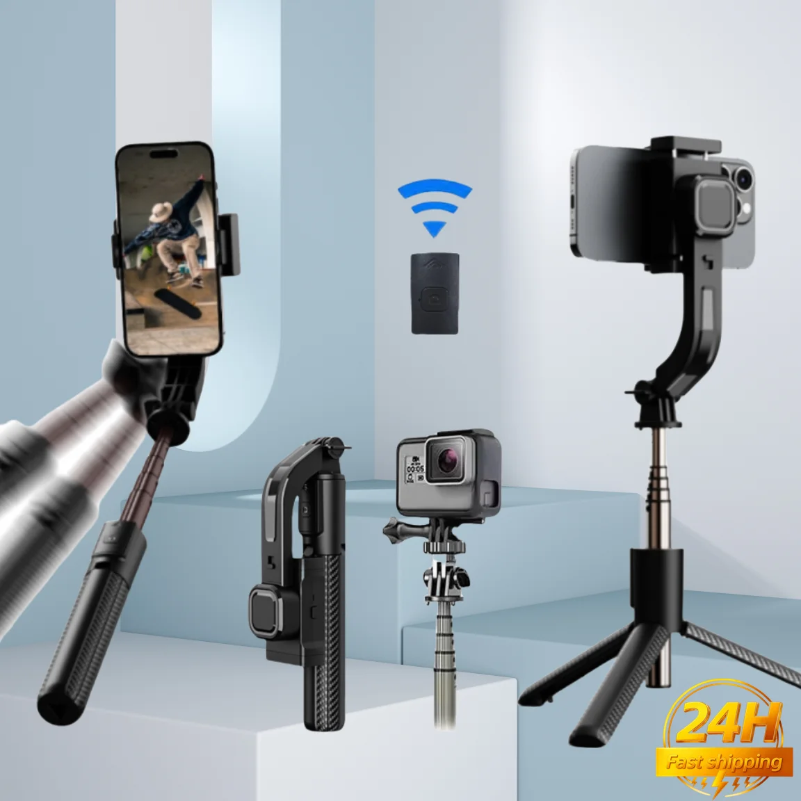 Newly Upgraded Selfie Tripod Wireless Bluetooth Multifunctional Handheld Gimbal Stabilizer, Suitable for Outdoor Sports Shooting