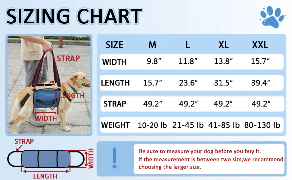 Pet Dog Carry Sling, Emergency Backpack Pet Legs Support & Rehabilitation Dog Lift Harness , for Dogs Joint Injuries,Arthritis