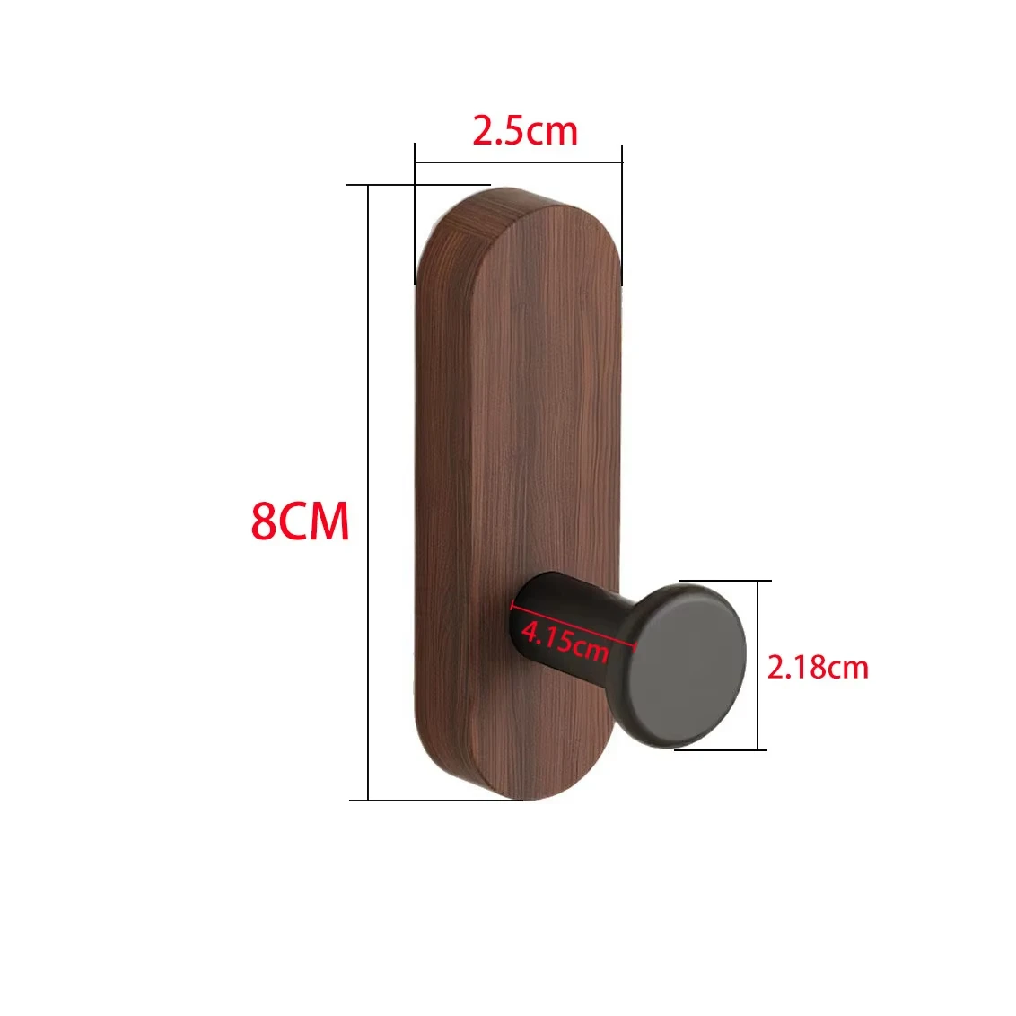 Punch Free Self Adhesive Walnut Wooden Wall Hooks For Coat Towel Hat Backpack Robe Entryway Bedroom Key Storage Hook
