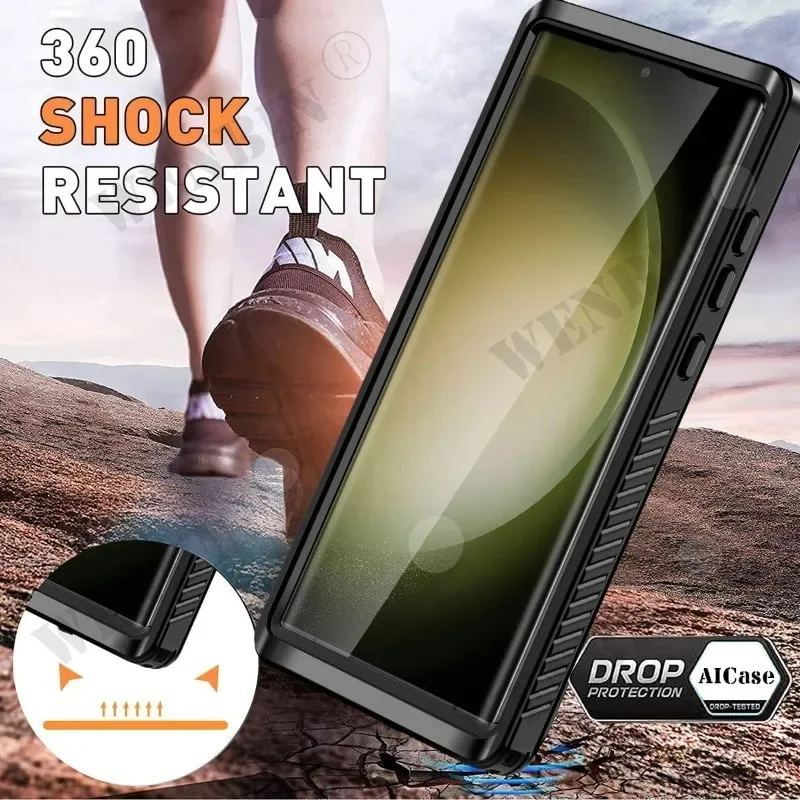 Luxury IP68 Waterproof Case For Samsung S24 Ultra Plus S21 S23 FE A54 A34 A24 A14 Full Body Rugged Transparent Underwater Cover