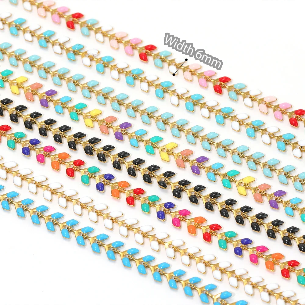 1 Meter Stainless Steel Plane Shape White Enamel Chains for DIY Jewelry Earrings Making Bracelets Findings Necklaces Supplies