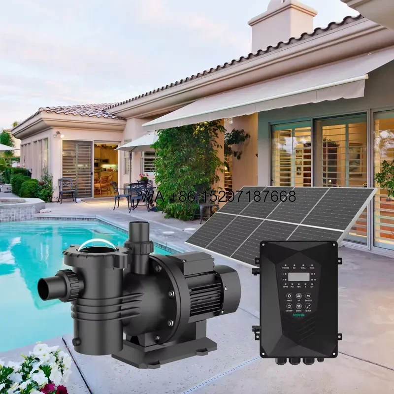 Wmwmnu for VEICHI Hybrid AC DC Powered Kit Self Priming Filter Above Ground Solar Water Pump for Swimming Pool