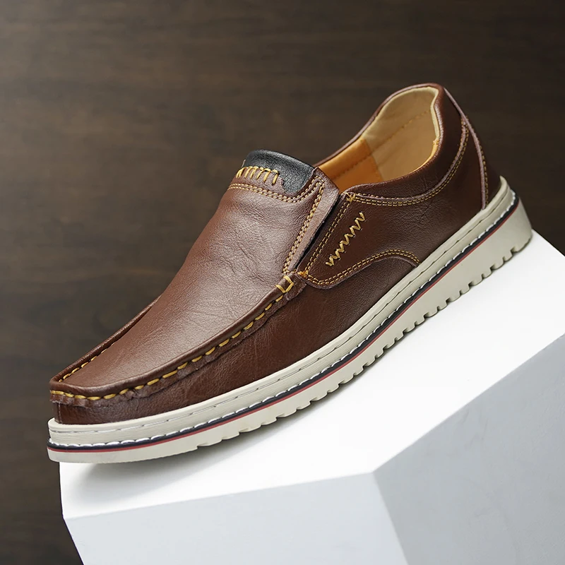 

Genuine Leather Men's Shoes Fashion Breathable Men Casual Shoes Outdoor Flats Driving Shoes Large Size Men Loafers Sneakers