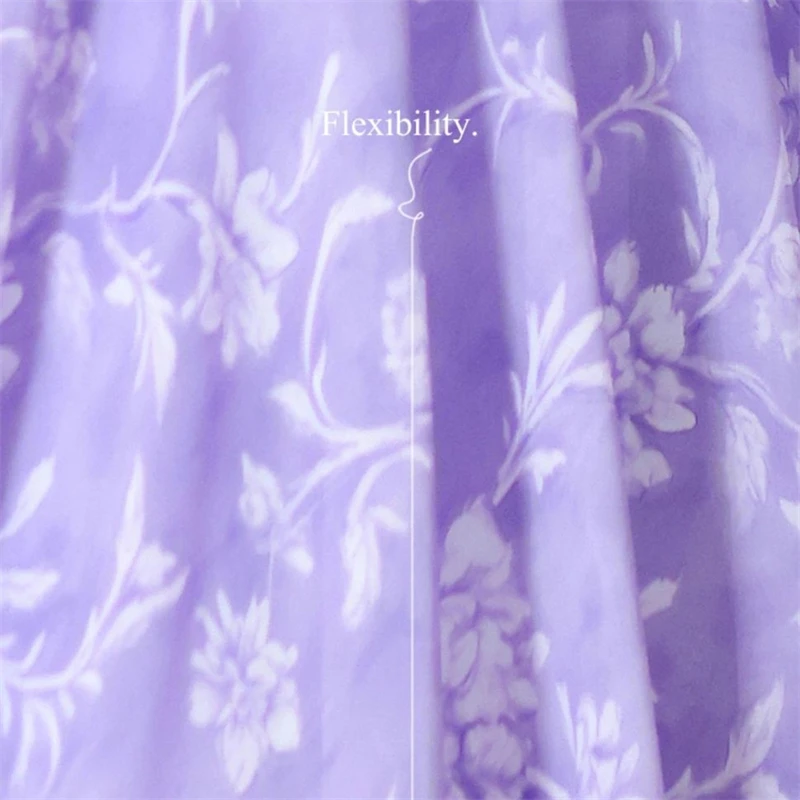 فستان نسائي صيفي جديد موديل 2025 بمزاجية ذات خصر عالٍ ونحيف نصف كم فستان شيفون أرجواني فاتح فرنسي مزين بالزهور #6