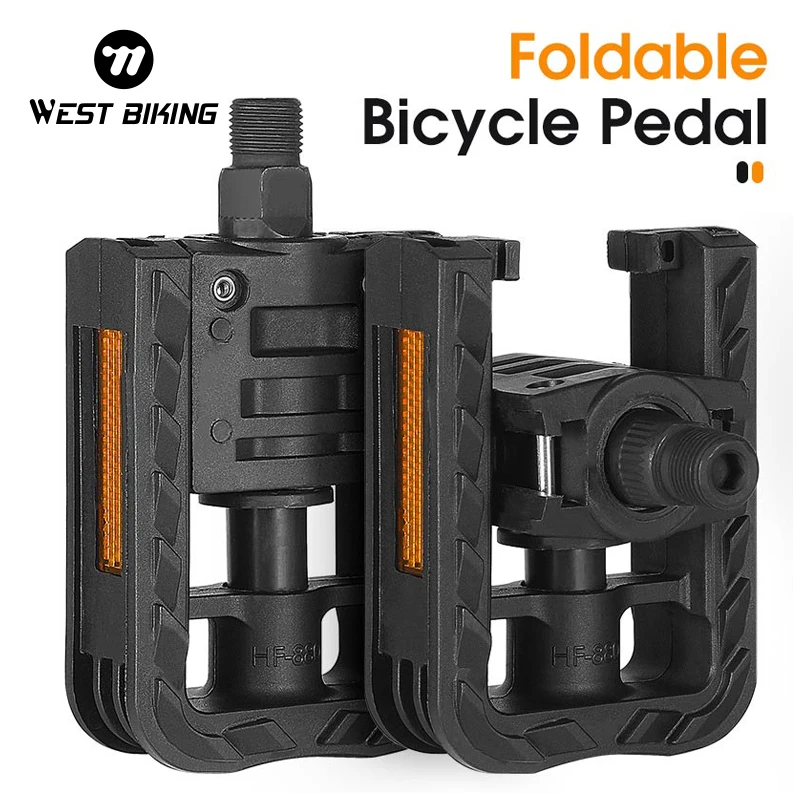 WEST BIKING MTB Pedals Mountain Non-slip Bike Pedals Lightweight Foldable Nylon Fiber Bicycle Platform Pedals for BMX MTB 9/16