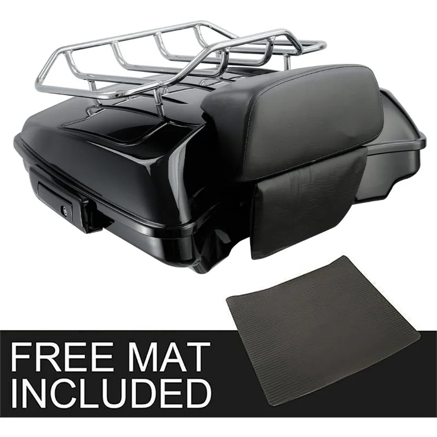 แร็คท้ายรถมอเตอร์ไซค์ Razor Trunk พร้อมฝาปิดพนักพิงและราวบน สำหรับ Harley Road King Electra Street Glide รุ่นปี 2014-2025 รุ่น Touring ทนทาน