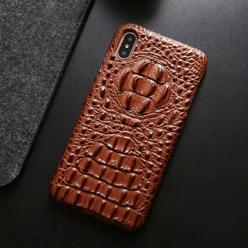 Latest Genuine Leather Back Cover Case For iphone Xs Max 7 8 Plus FF-16V 3D Crocodile Skin Pattern Phone Hard Cases