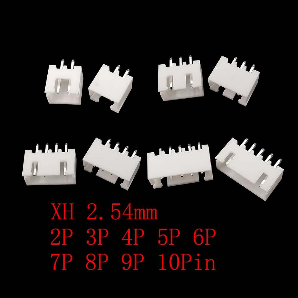 100Pcs JST XH 2.54mm Pitch 2P/3/4/5/6/7/8/9/10 Pin Male Plug Plastic Housing Shell Terminals Wire Connector Straight