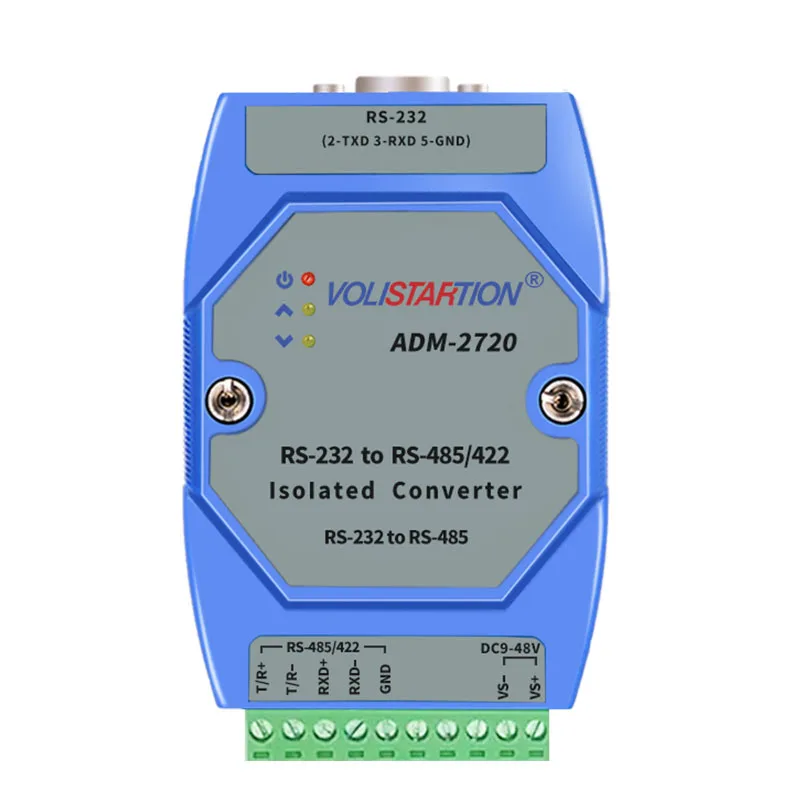 ADM-2720 Isolated Active RS232 to RS485 RS422 Converter 232 to 485 Industrial Grade Lightning Protection Rail