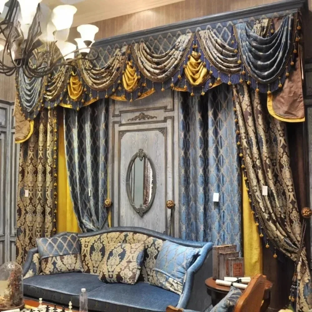 Curtains for Living Room Bedroom Dining Room European High End Chenille Blackout Luxury Custom Drapes Valance and Tulle