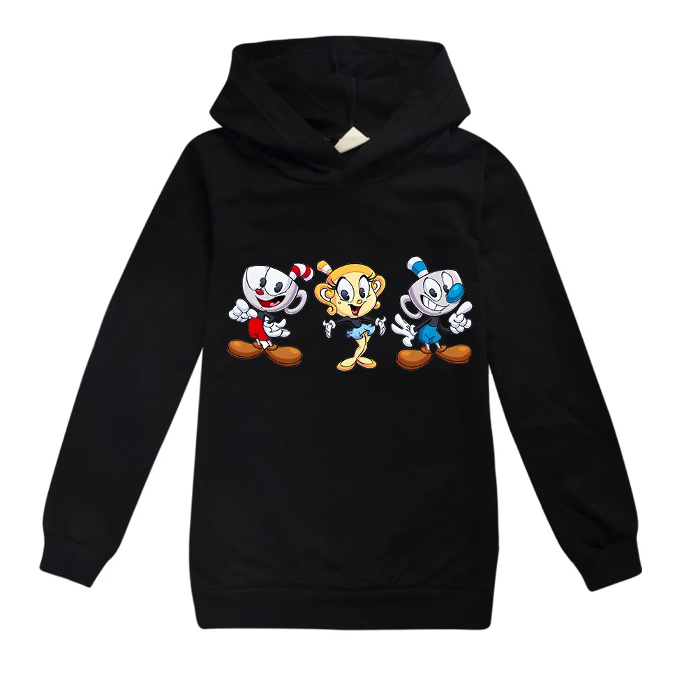 Kids Kawaii Cuphead Print Hoodies Children Clothing Baby Boys/Girls Clothes Long Sleeve Autumn Streetwears 100% Cotton 2-15Y