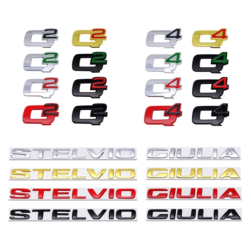 Insignia de letras Q2 Q4 de Metal 3D, emblema del maletero de Giulia Stelvio trasero, pegatinas de coche para Alfa Romeo Giulia Stelvio, accesorios de estilo de coche