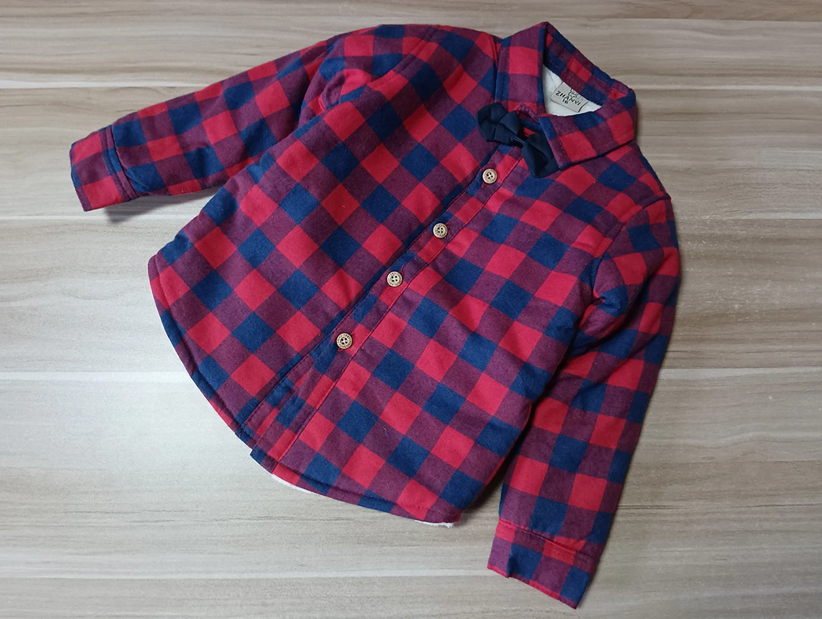 Ropa de invierno para niños, camisa gruesa de terciopelo para niños de 3 a 5 años, tops suaves a cuadros, ropa infantil