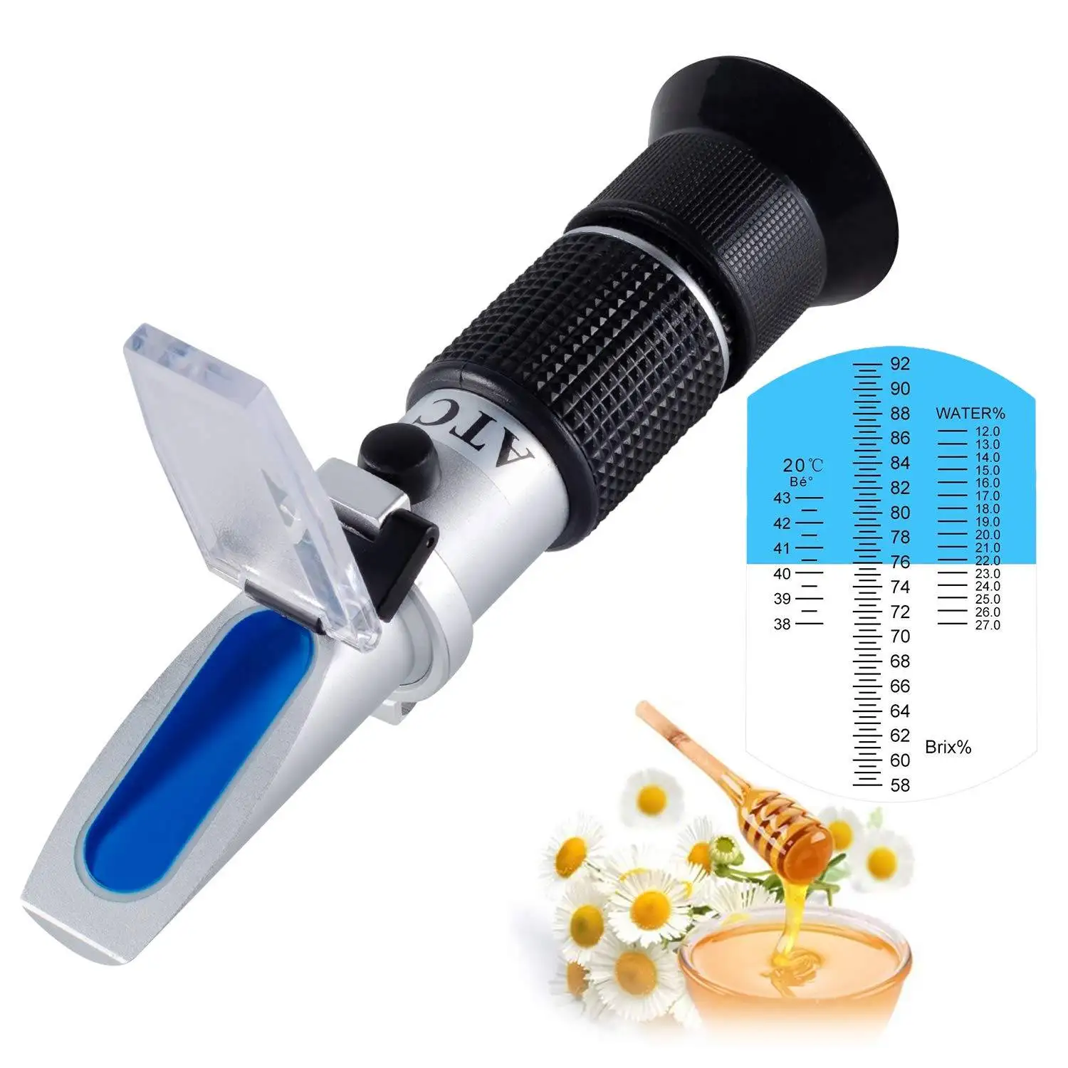 3-in-1 Handheld Honey Refractometer Measures Honey Moisture, Brix, and Baume, 58-90% Brix Scale Range Beekeeping Tool